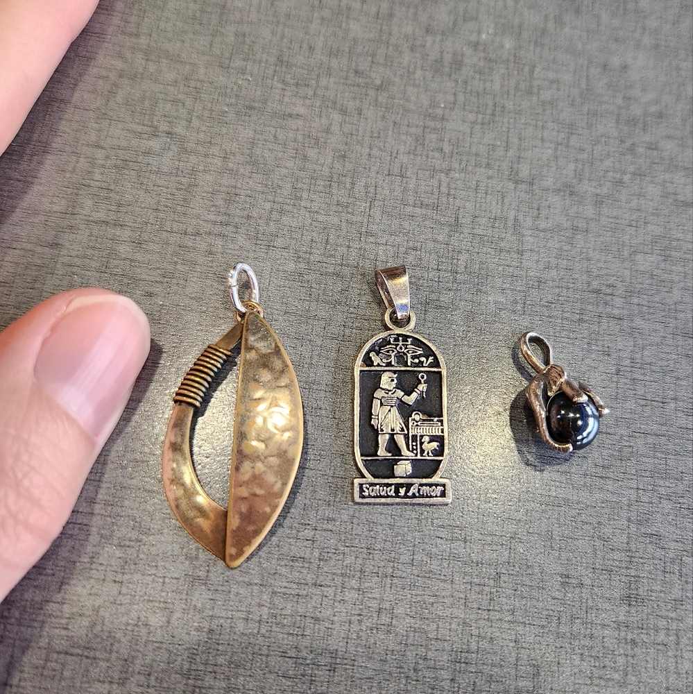 Lot of 3 sterling silver pendants